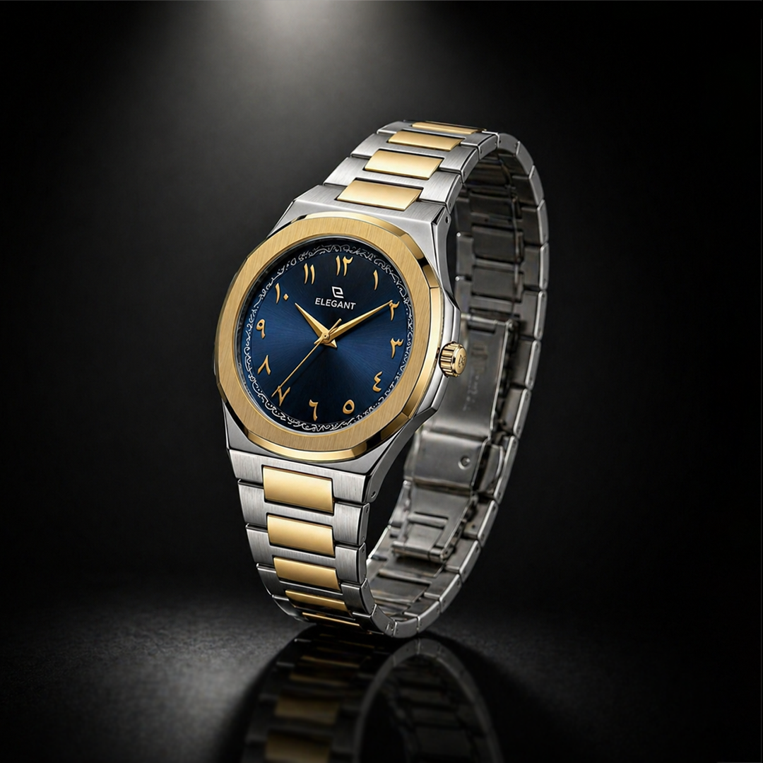 Elegant Royal Arabic Men's Watch - Navy Blue Dial