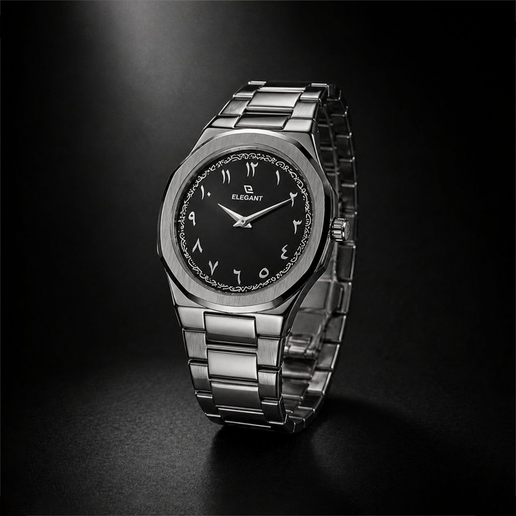 Elegant Royal Arabic Men's Watch - Black Dial