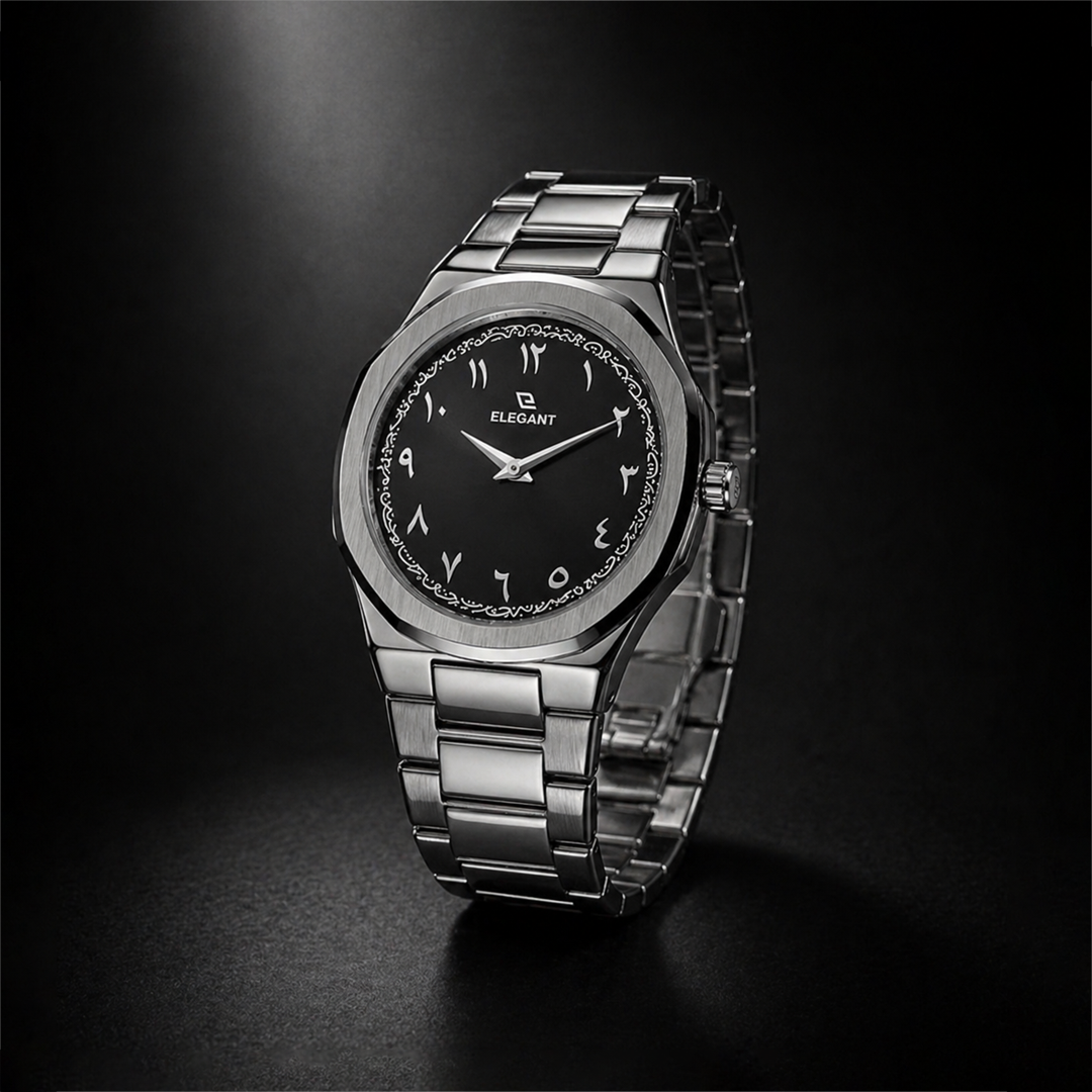 Elegant Royal Arabic Men's Watch - Black Dial