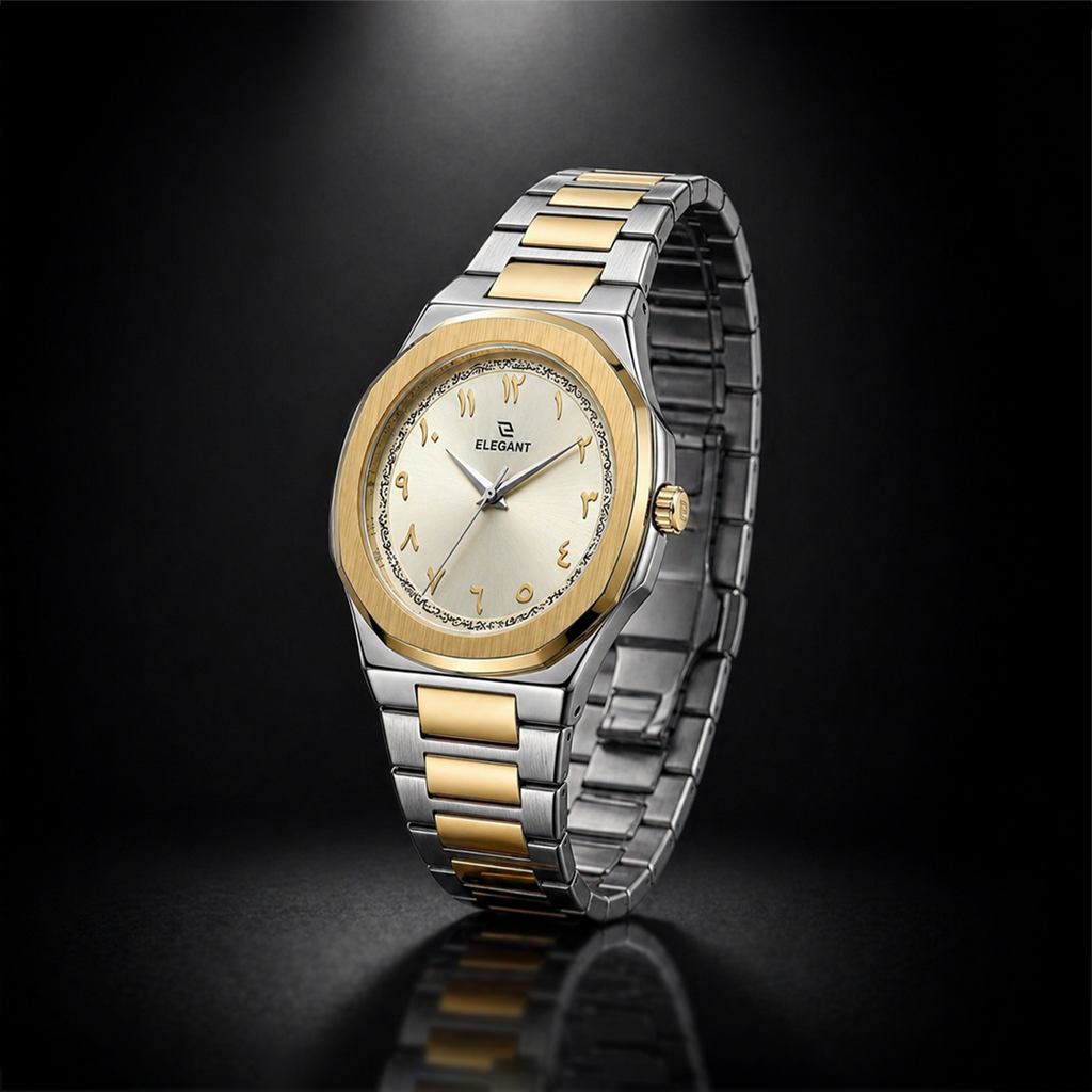 Elegant Royal Arabic Men's Watch - Champagne Gold Dial