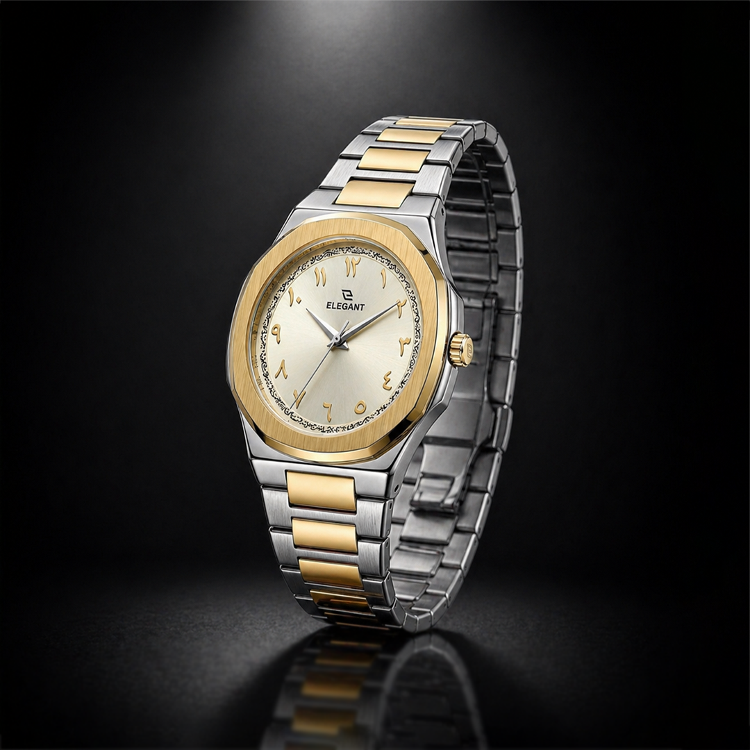 Elegant Royal Arabic Men's Watch - Champagne Gold Dial