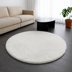 Premium Round Shaggy Rug - Decorative Soft Floor Carpet (White)