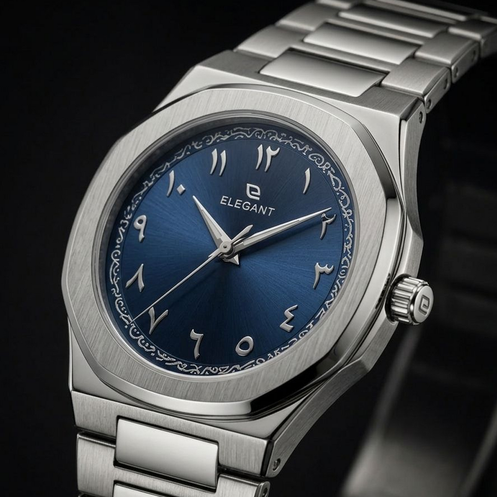 Elegant Royal Arabic Men's Watch - Navy Dial