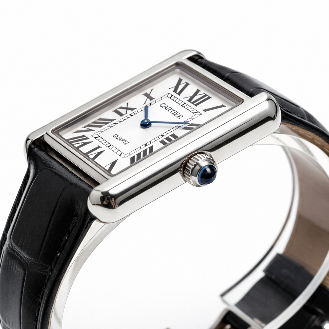 Luxury Men's Square Quartz Watch – Black Dial Edition