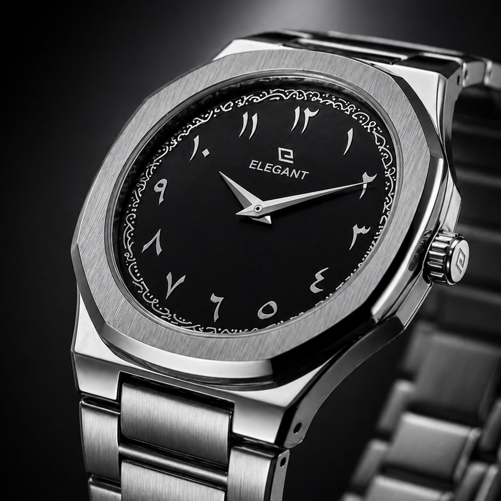 Elegant Royal Arabic Men's Watch - Black Dial