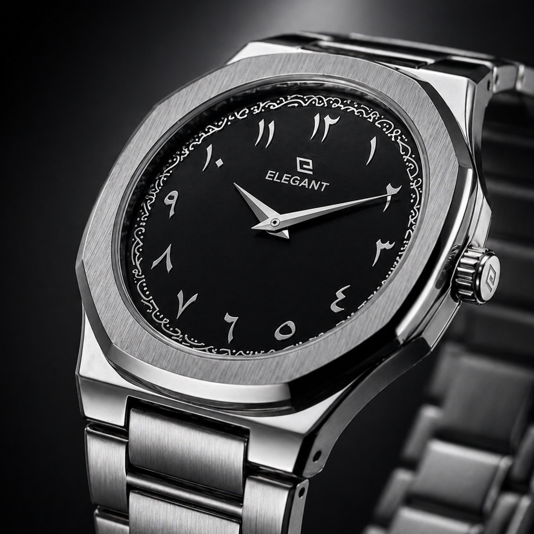 Elegant Royal Arabic Men's Watch - Black Dial