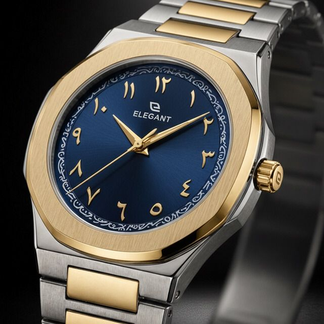 Elegant Royal Arabic Men's Watch - Navy Blue Dial
