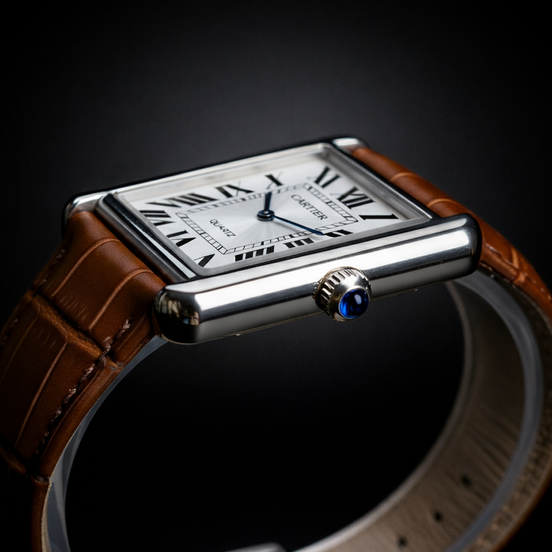 Luxury Men's Square Quartz Watch – Brown Dial Edition