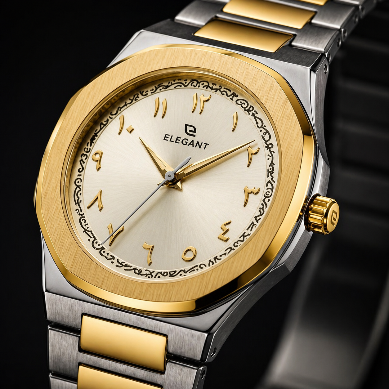Elegant Royal Arabic Men's Watch - Champagne Gold Dial
