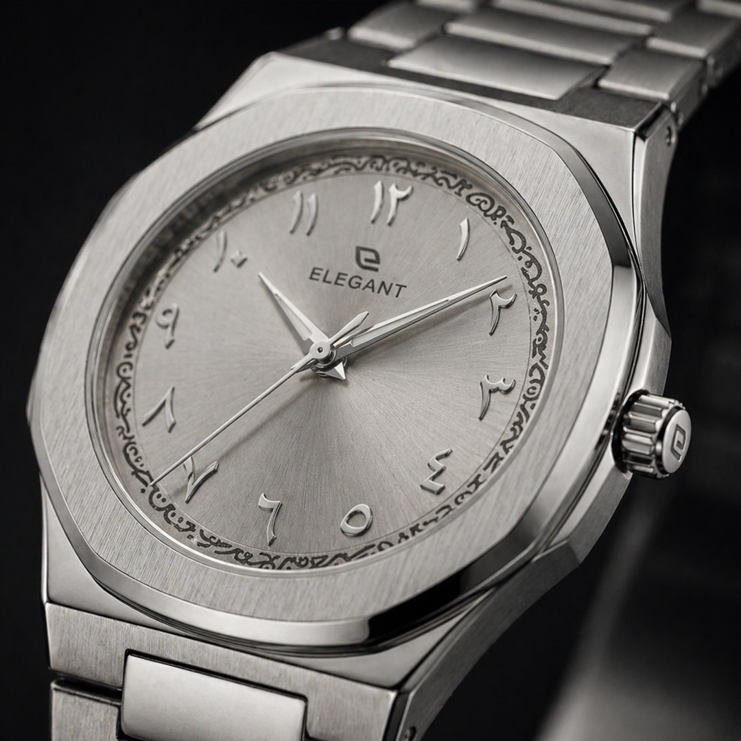 Elegant Royal Arabic Men's Watch - Silver White Dial