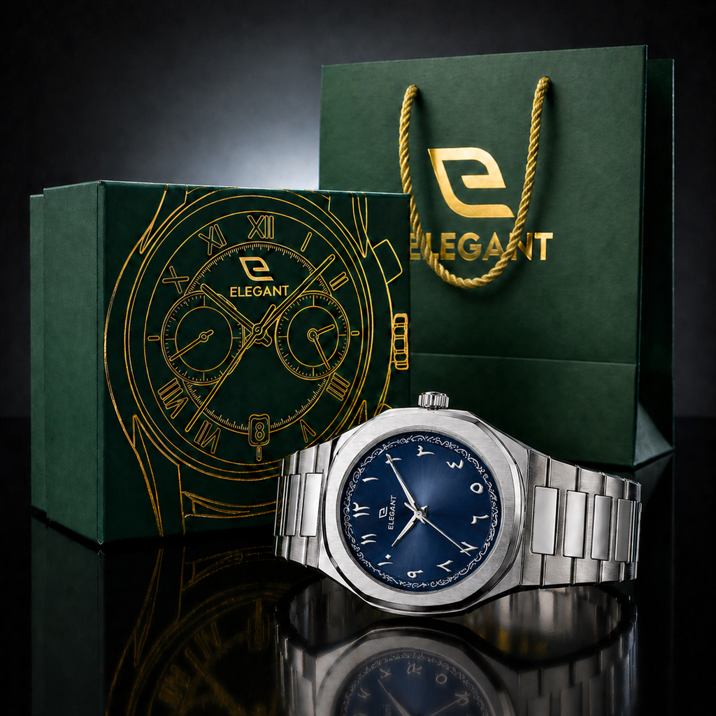 Elegant Royal Arabic Men's Watch - Navy Dial
