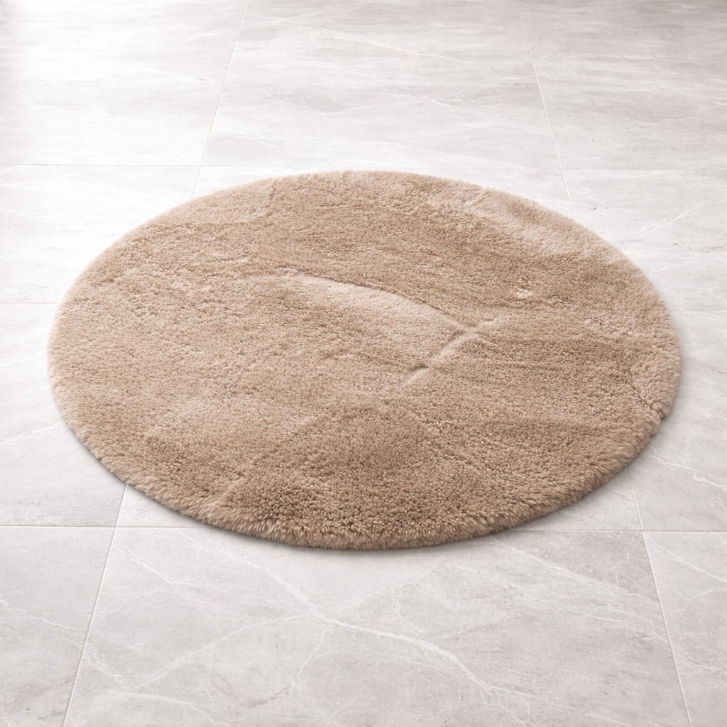 Premium Round Shaggy Rug - Decorative Soft Floor Carpet (Mushroom Grey)