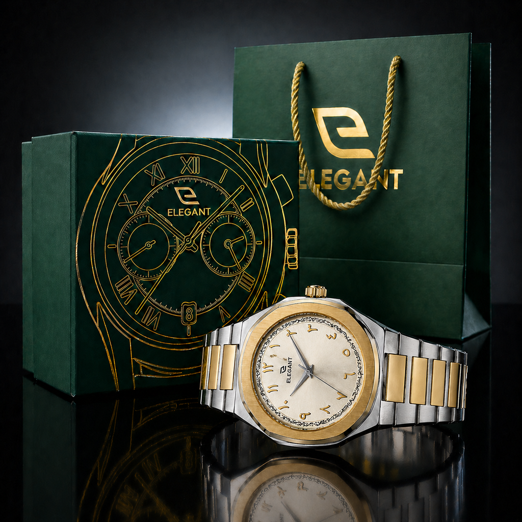 Elegant Royal Arabic Men's Watch - Champagne Gold Dial