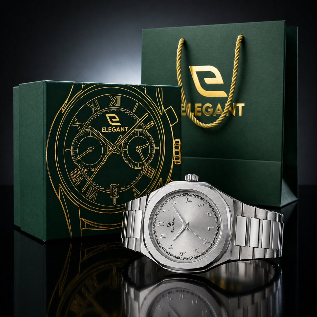 Elegant Royal Arabic Men's Watch - Silver White Dial
