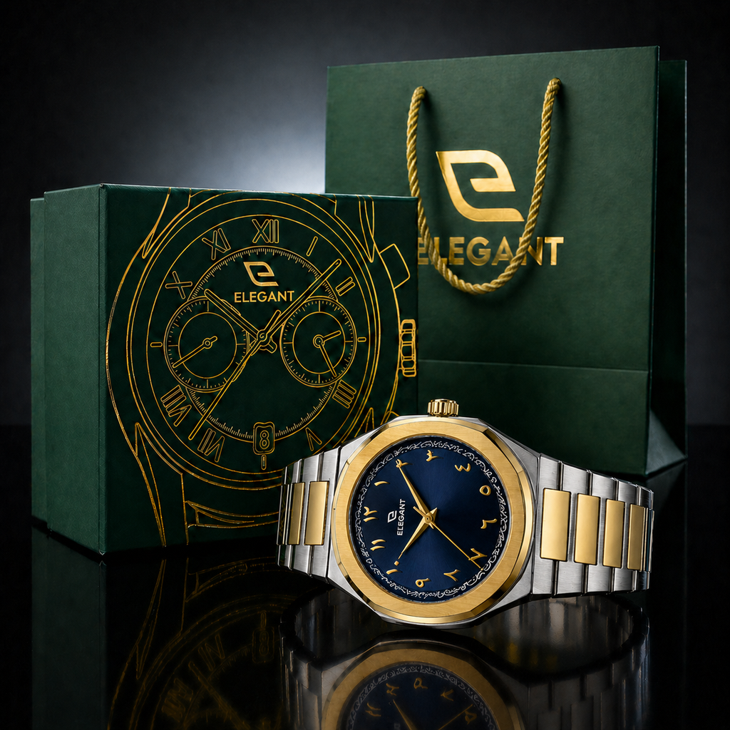 Elegant Royal Arabic Men's Watch - Navy Blue Dial