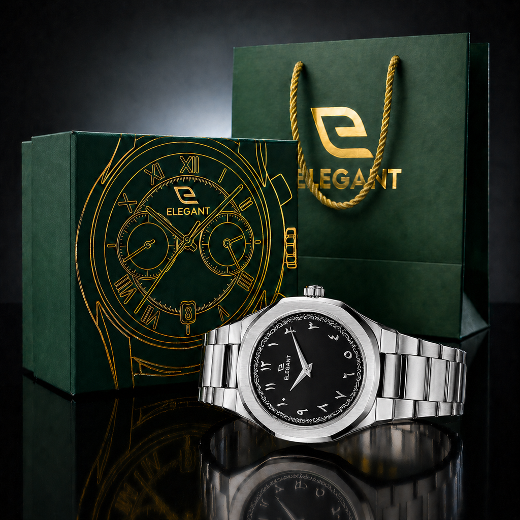 Elegant Royal Arabic Men's Watch - Black Dial