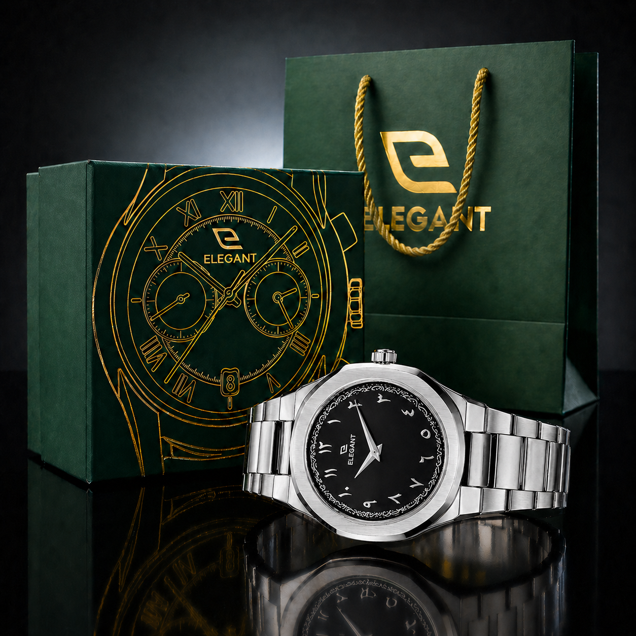 Elegant Royal Arabic Men's Watch - Black Dial