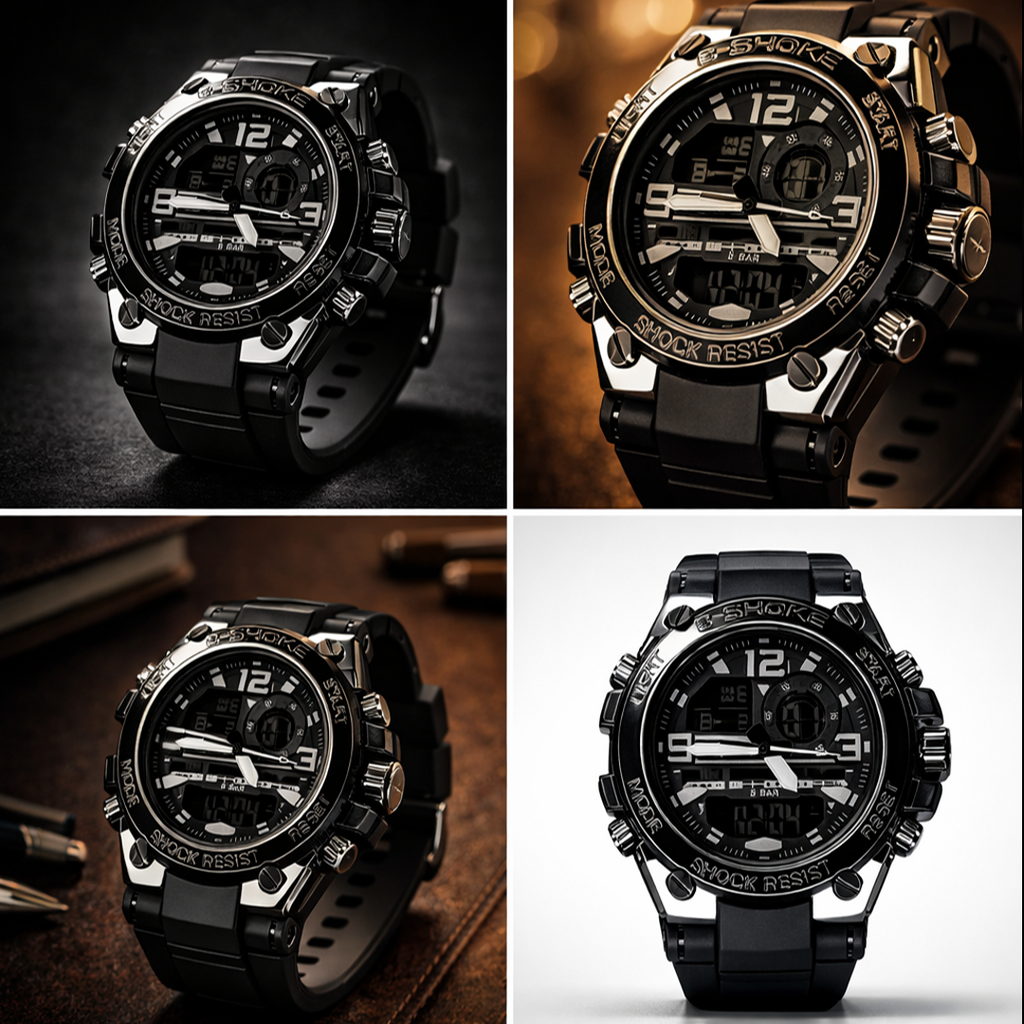 C-SHOCK Dual Display Sports Watch I Shock Resistant 5BAR Waterproof (Black Edition)