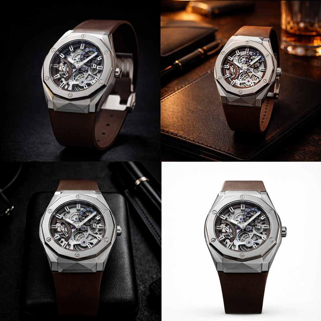 Octagonal Skeleton Watch