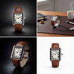 Luxury Men's Square Quartz Watch – Brown Dial Edition
