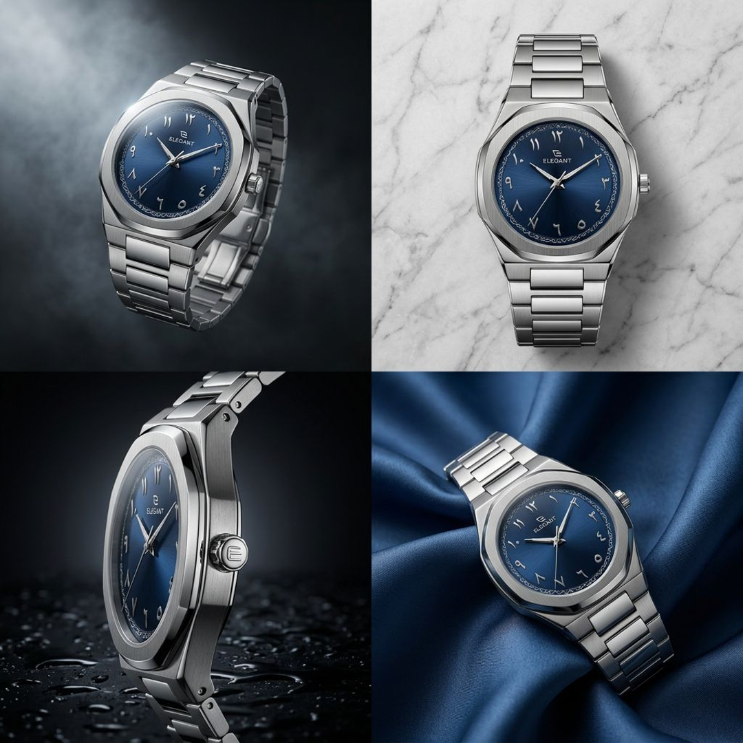 Elegant Royal Arabic Men's Watch - Navy Dial