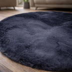 Premium Round Shaggy Rug - Decorative Soft Floor Carpet (Midnight Blue)