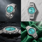 Elegant Royal Arabic Men's Watch - Aqua Blue Dial