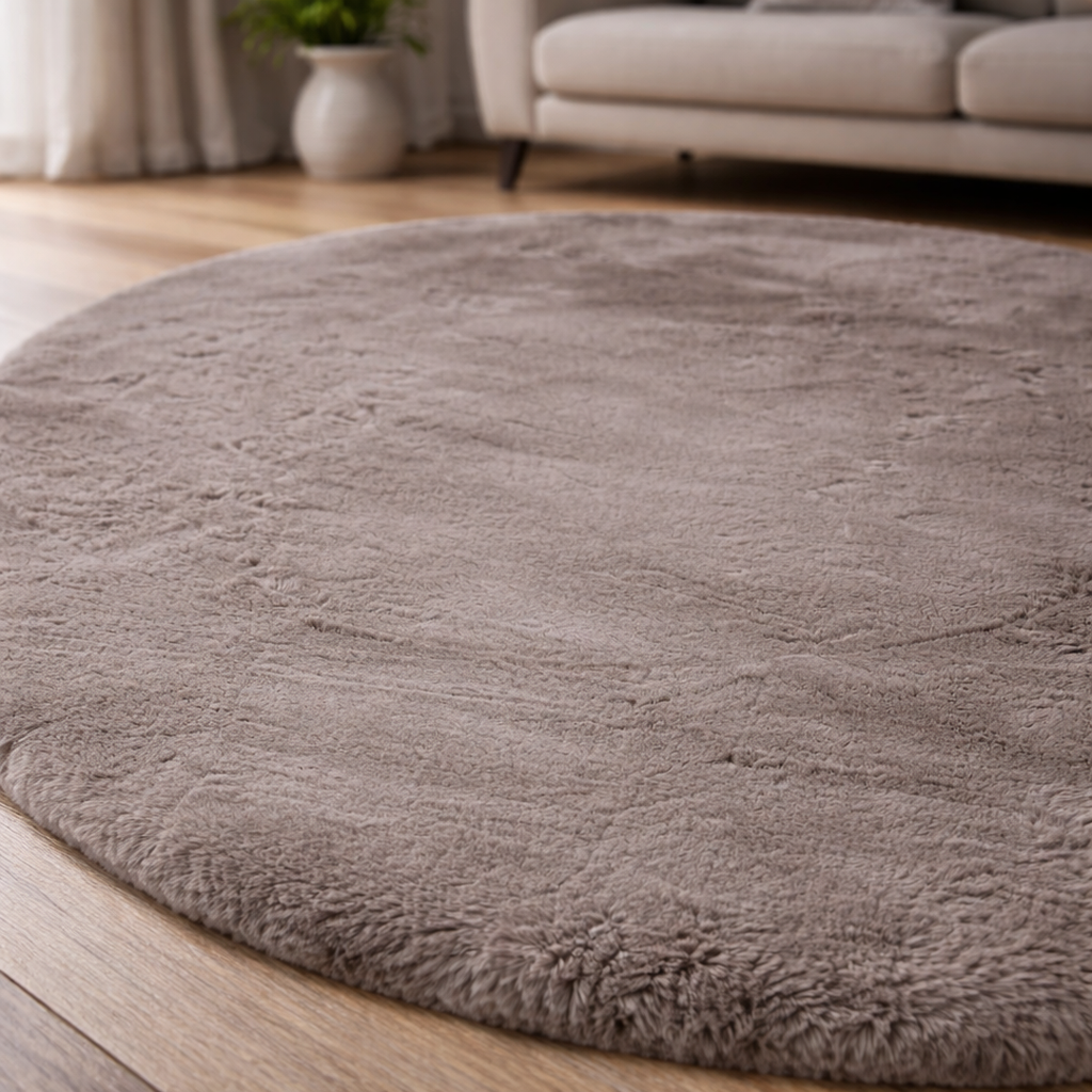 Premium Round Shaggy Rug - Decorative Soft Floor Carpet (Charcoal Grey)