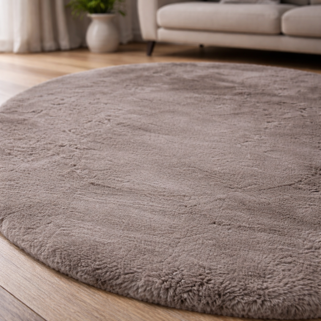 Premium Round Shaggy Rug - Decorative Soft Floor Carpet (Charcoal Grey)