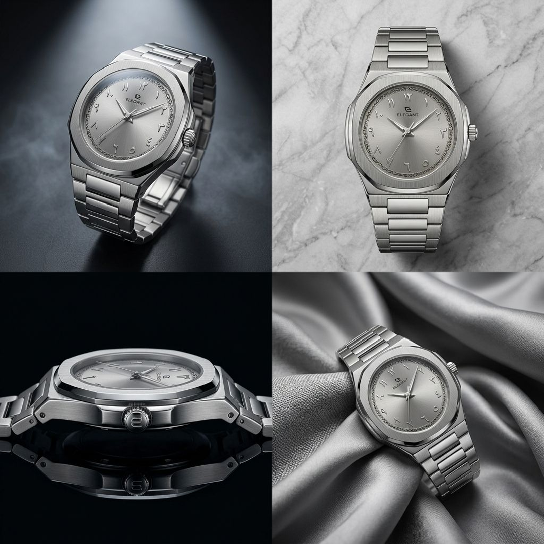 Elegant Royal Arabic Men's Watch - Silver White Dial