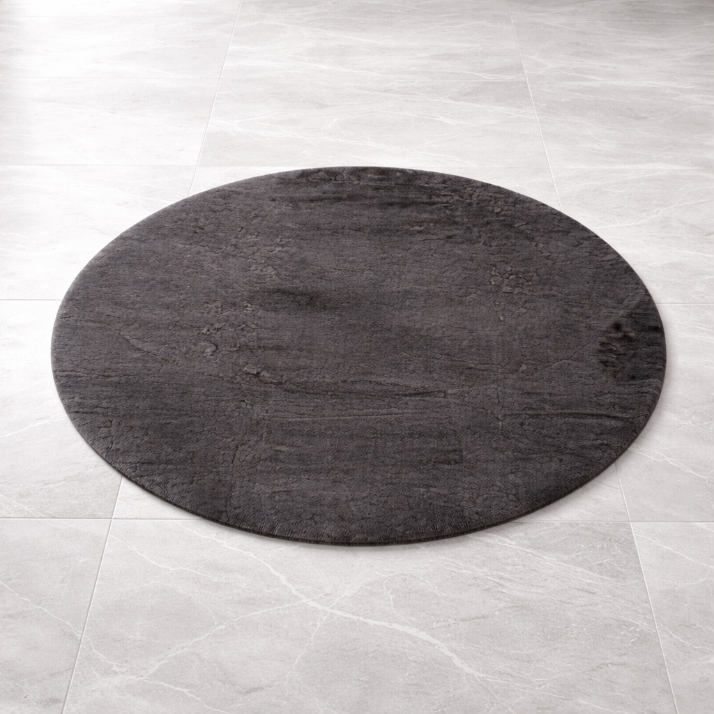 Premium Round Shaggy Rug - Decorative Soft Floor Carpet (Charcoal Grey)