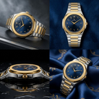 Elegant Royal Arabic Men's Watch - Navy Blue Dial