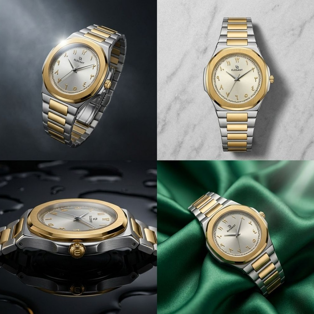 Elegant Royal Arabic Men's Watch - Champagne Gold Dial