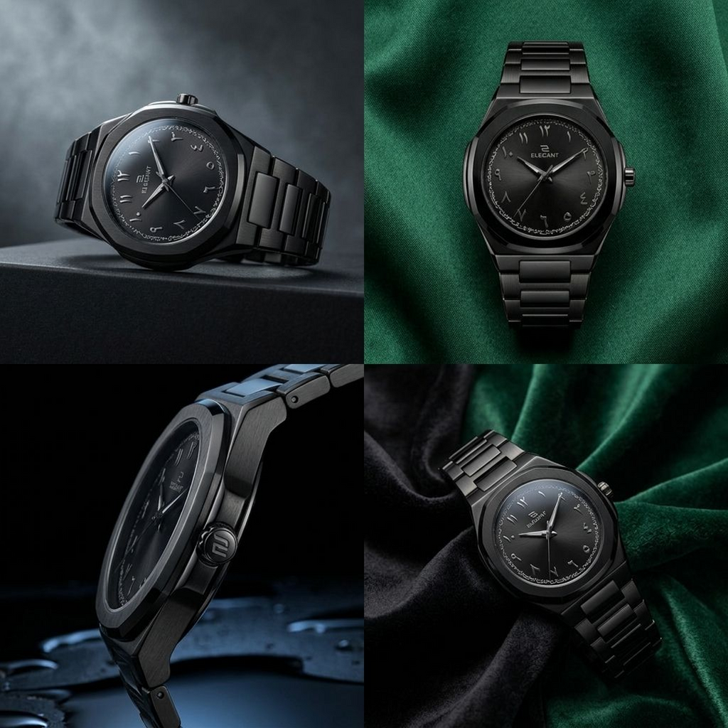 Elegant Royal Arabic Men's Watch - All Black Edition