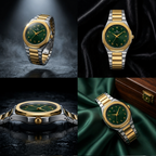Elegant Royal Arabic Men's Watch - Emerald Green Dial