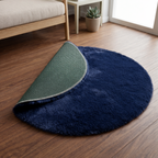 Premium Round Shaggy Rug - Decorative Soft Floor Carpet (Deep Navy Blue)