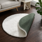 Premium Round Shaggy Rug - Decorative Soft Floor Carpet (White)