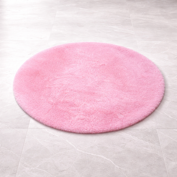 Premium Round Shaggy Rug - Decorative Soft Floor Carpet (Blossom Pink)
