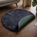 Premium Round Shaggy Rug - Decorative Soft Floor Carpet (Midnight Blue)