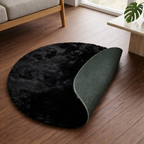 Premium Round Shaggy Rug - Decorative Soft Floor Carpet (Midnight Black)