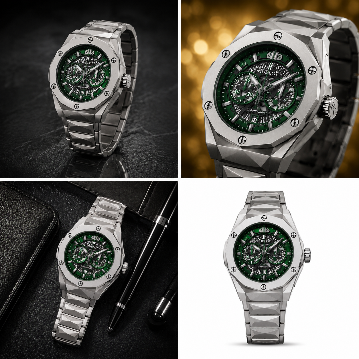 Hublot Skeleton heavy weight – Green and Black Dial