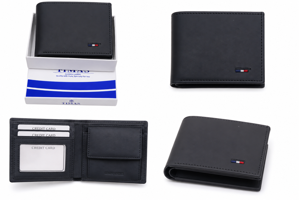TIMAS Genuine Leather Men's Wallet –  Multiple Card Slots BLACK