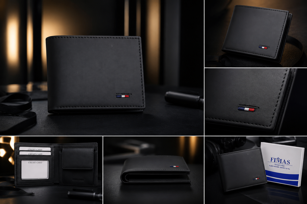 TIMAS Genuine Leather Men's Wallet –  Multiple Card Slots BLACK