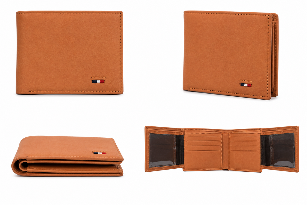 Premium Genuine Leather Bifold Wallet for Men – Tan Brown