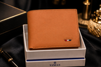 Premium Genuine Leather Bifold Wallet for Men – Tan Brown