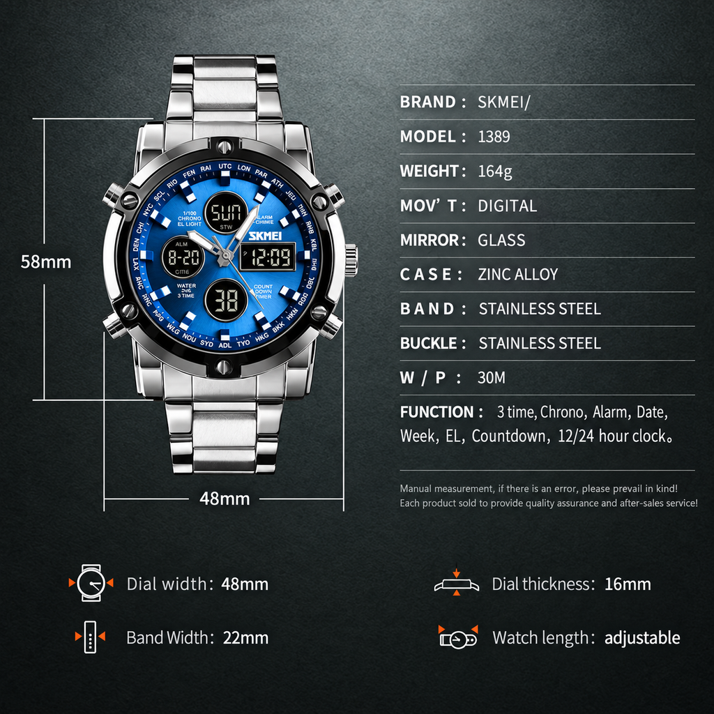 SKMIE Stainless Steel | Dual Time Water Proof