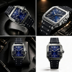 Cartier Style Blue Dial Rubber Strap Watch