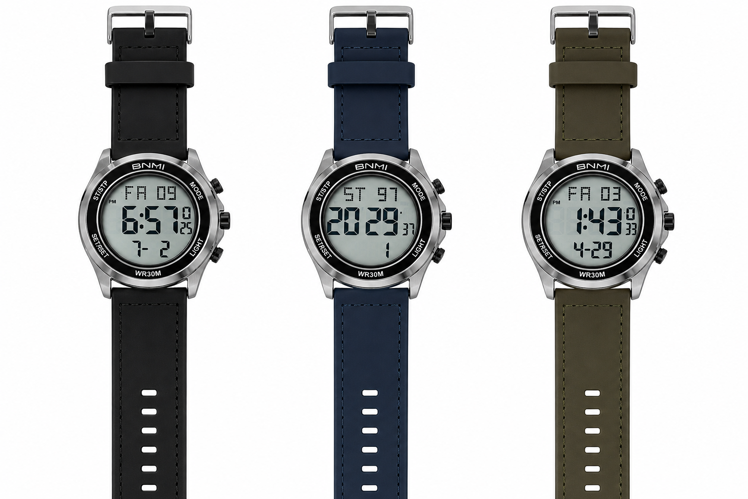 Water Proof BNMI Men’s Digital Sports Watch –  | LED Backlight | Alarm & Stopwatch | Premium Strap