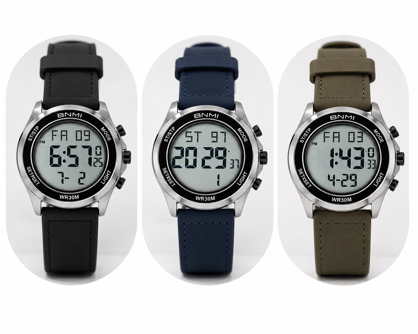 Water Proof BNMI Men’s Digital Sports Watch –  | LED Backlight | Alarm & Stopwatch | Premium Strap