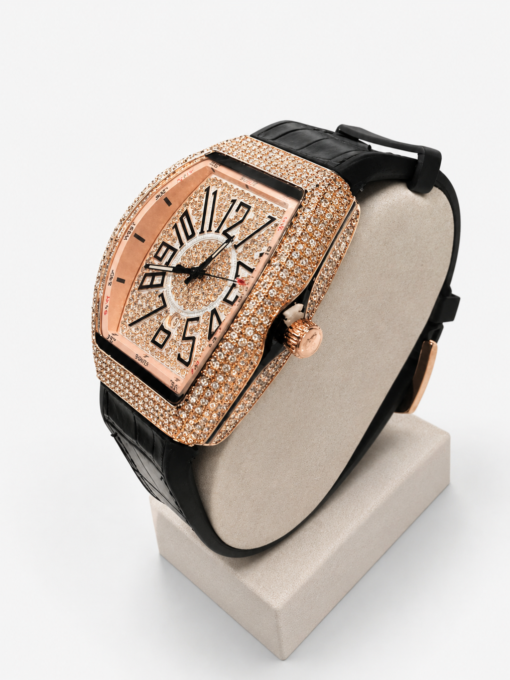 Luxe Crystal Rose Gold Tonneau Watch